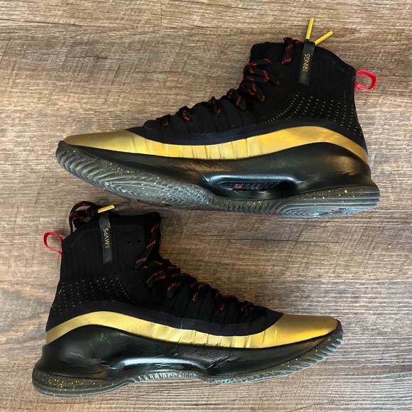 Under Armour Curry 4 x Shoe Palace 25th Anniversary Gold Black Red - Picture 4 of 13